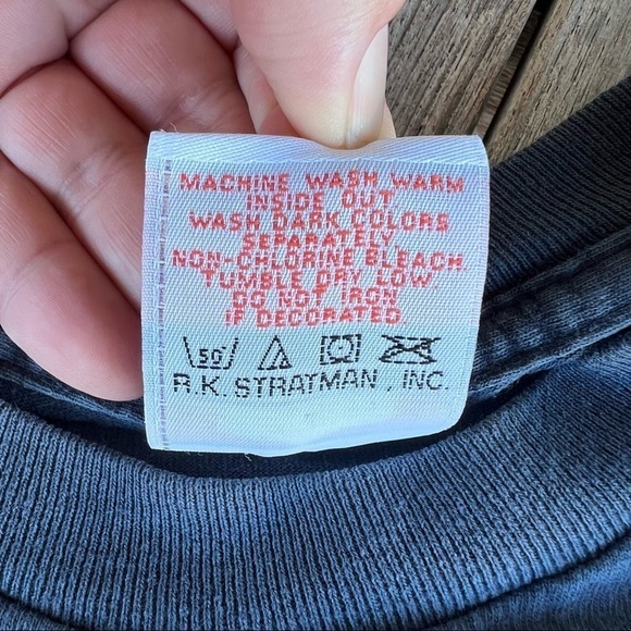 VTG 90s Single Stitch Harley Davidson T-Shirt USA Eagle Wings R.K. Stratman FLAW - Picture 8 of 12